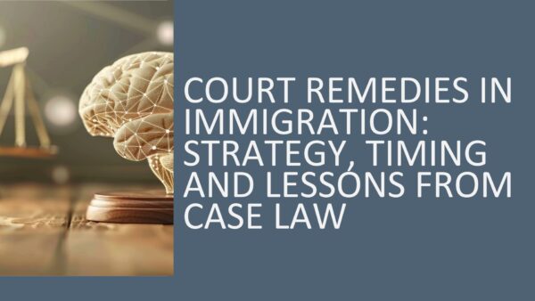 Court Remedies in Immigration: Strategy, Timing, and Lessons from Case Law 2026 (3 hours)