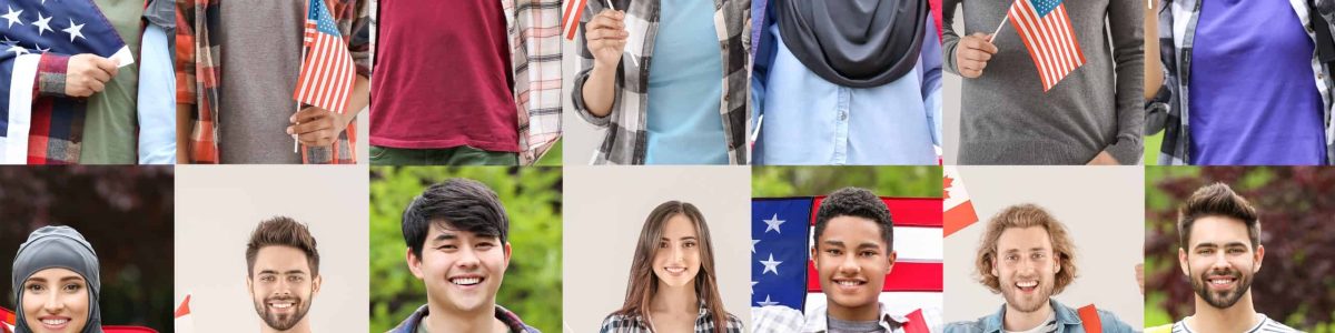 Set with immigrants to different countries