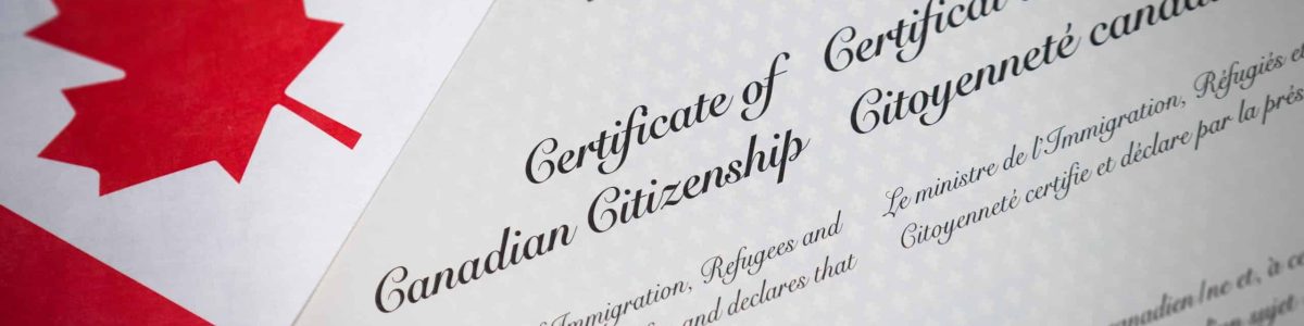 Canadian Citizenship Certificate with Canadian Flag
