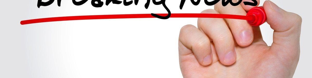 Hand writing inscription Breaking News with marker, concept
