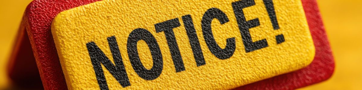 Brightly colored red and yellow note representing a notice of fee changes as part of an adaptive fee notice concept.