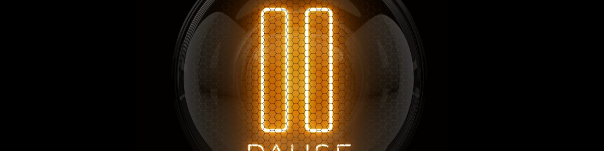 Pause. Pause button. Pause Icon. Nixie tube indicator. Gas discharge indicators and lamps. 3D. 3D Rendering